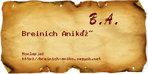Breinich Anikó névjegykártya